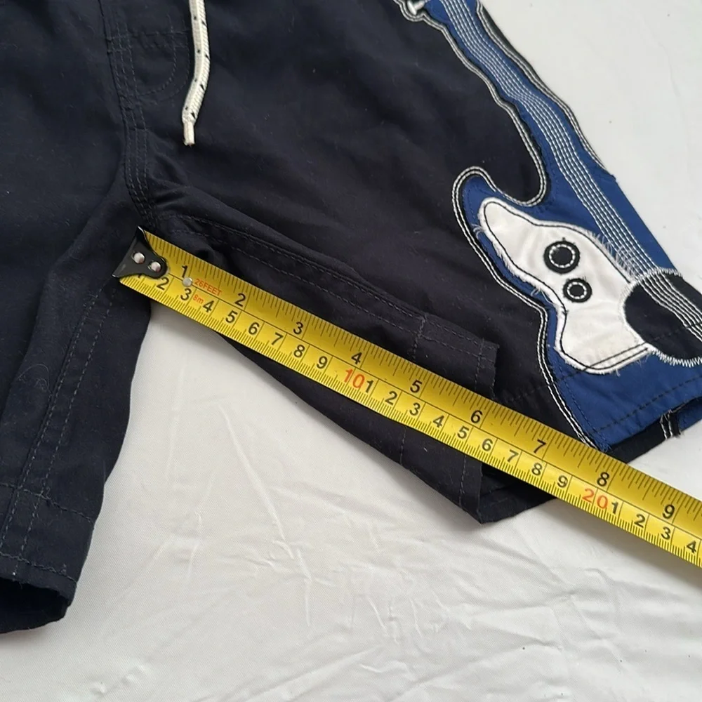 Gap black blue white guitar graphic mesh lined drawstring swim trunks
